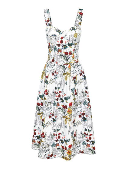 Платье-бюстье с чашками миди из хлопка с цветочным принтом