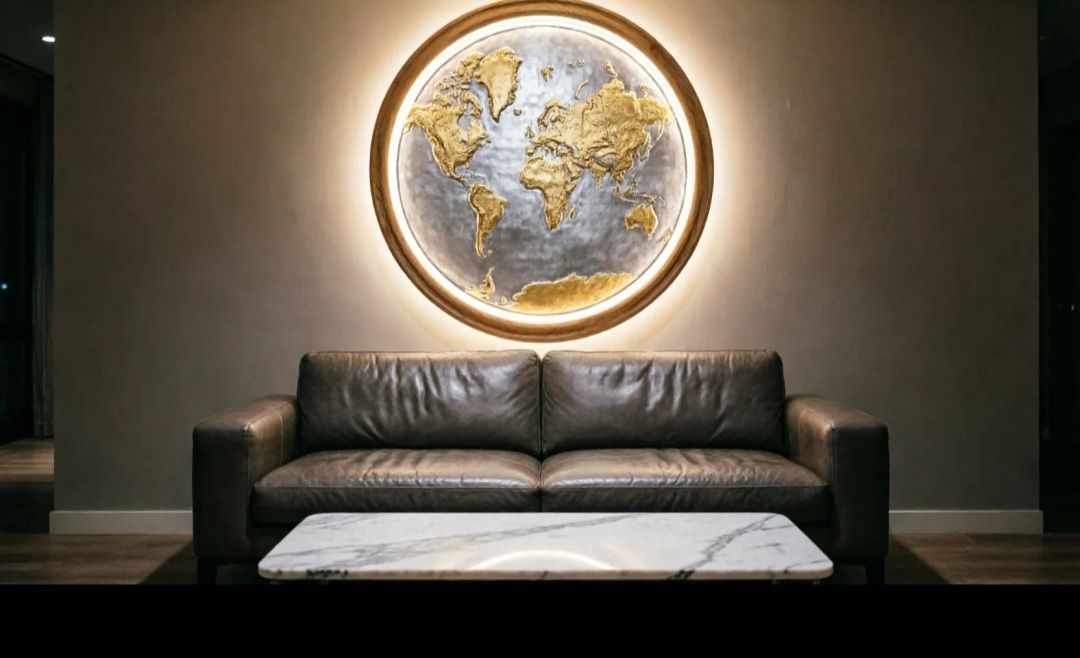 Эксклюзивное панно «Золотая Карта Мира»