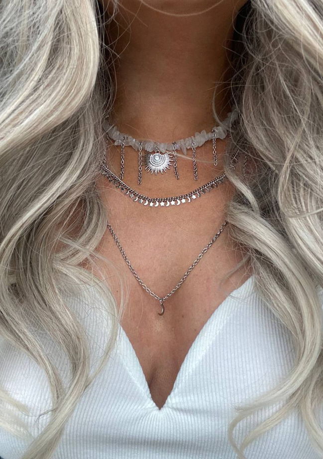 Колье ЛУННАЯ ПРИЗМА из лунного камня с цепочками