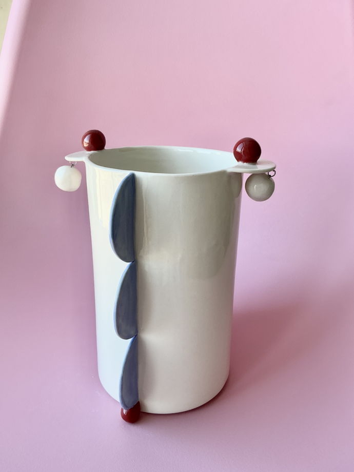 Ваза «Вишнево-голубая геометрия»