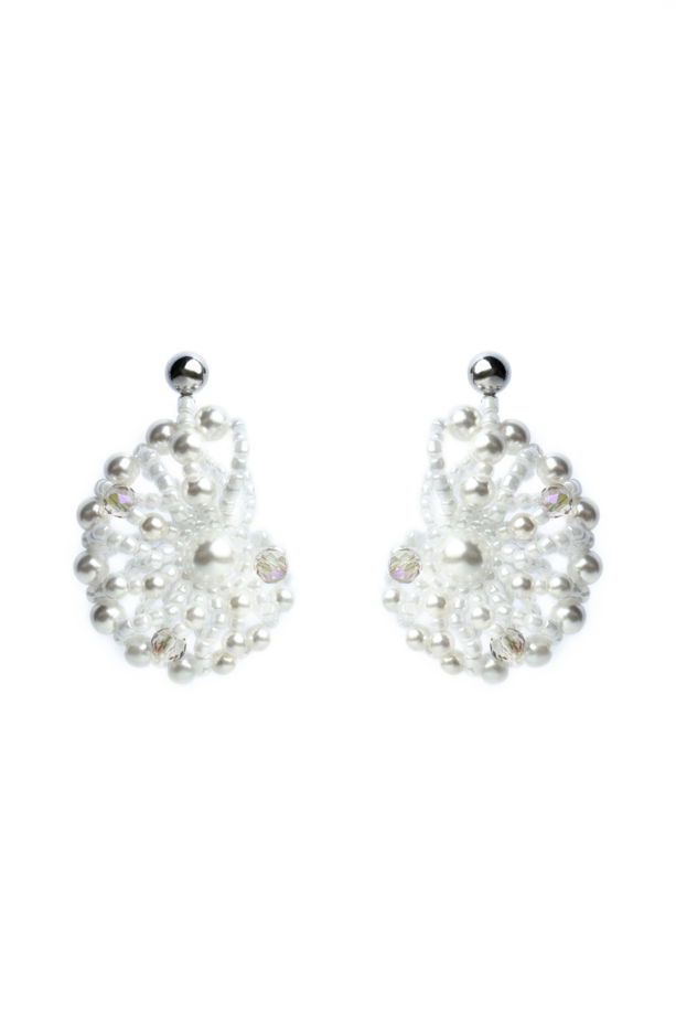 Серьги Shell Muse из японского бисера и стеклянного жемчуга в оттенке Морская пена