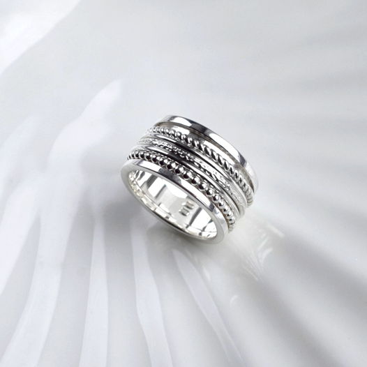 Серебряное кольцо спиннер 2.0