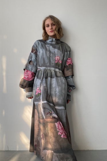 Платье с авторским принтом "затопленные цветы"