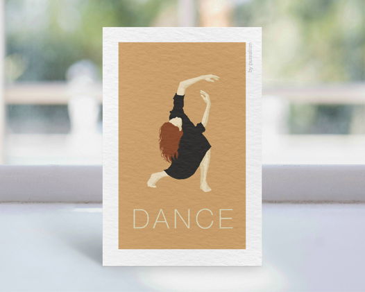 Дизайнерская открытка "Танец: оранжевый контемп" формата 10х15см