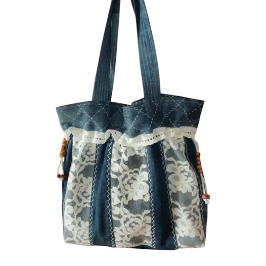 Сумка из переработанной джинсы на кулиске