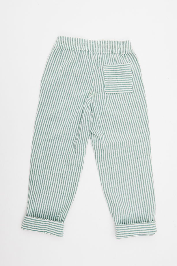 Брюки детской льняной пижамы Green Stripe