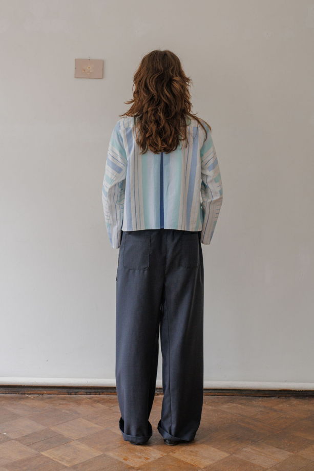 Рубашка в Голубую Полоску 2/Blue Striped Long Sleeve Shirt 2
