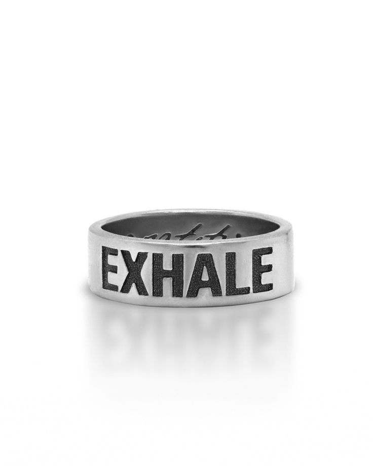 Кольцо с гравировкой "INHALE love - EXHALE gratitude" из серебра