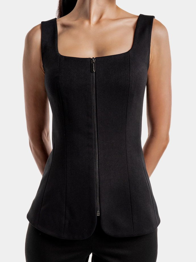 Жилет приталенный на молнии, черный