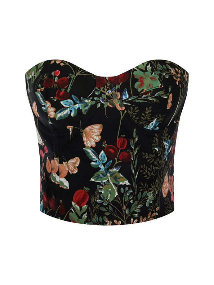 Топ корсетный с чашками из хлопка с цветочным принтом