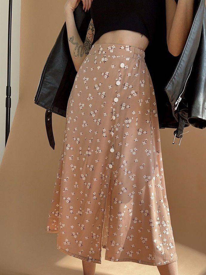 Женская юбка с цветочным принтом