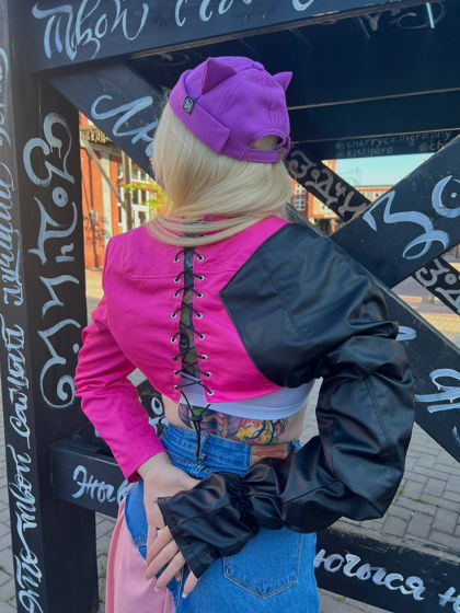 Укороченный жакет-болеро «Barbie Rebel» апсайкл