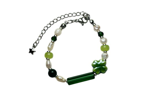 Браслет с натуральным жемчугом и керамическим цветком из коллекции "Blooming garden" (Цветущий сад)