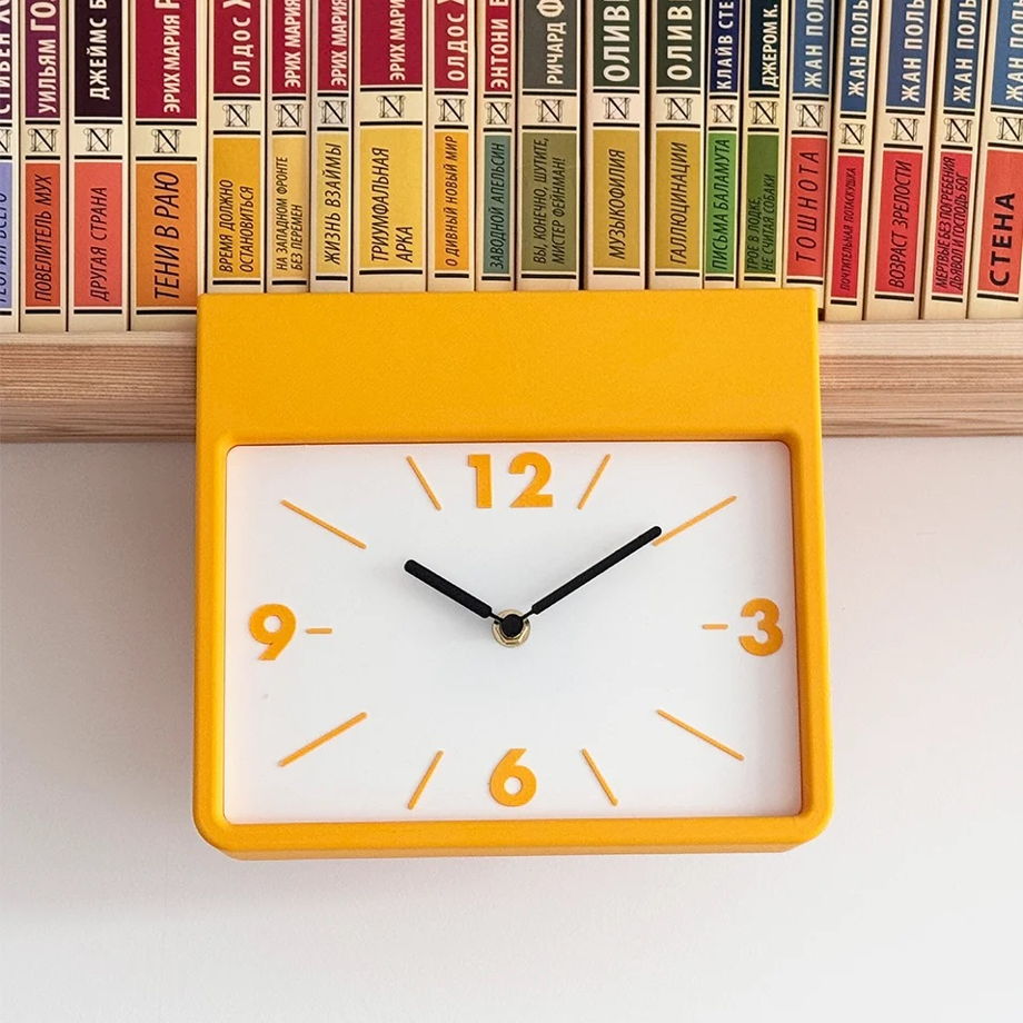 Подвесные часы на полку с магнитами, жёлтые
