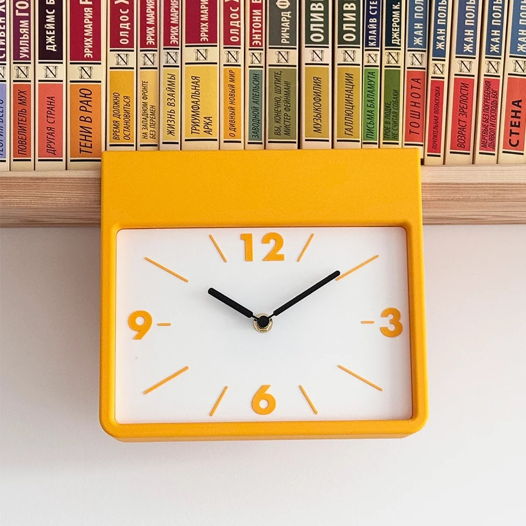Подвесные часы на полку с магнитами, жёлтые