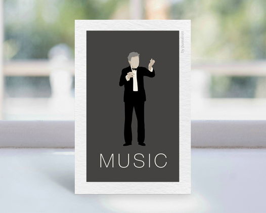 Дизайнерская открытка "Музыка: дирижер" формата 10х15см