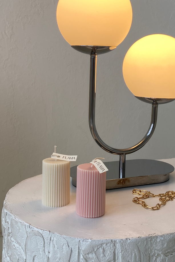 Свеча соевая столовая в форме рифленого столбика для интерьера, подарка и декора дома ручной работы Flama