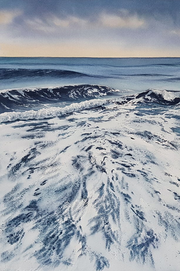 Диптих акварельной картины "Волны" (74 х 55 см)