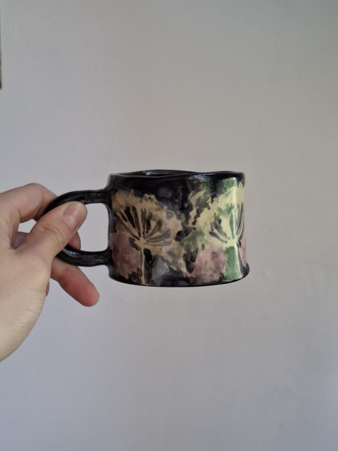 Кофейная/чайная пара керамическая. С цветами. "Июнь. Лунная ночь"