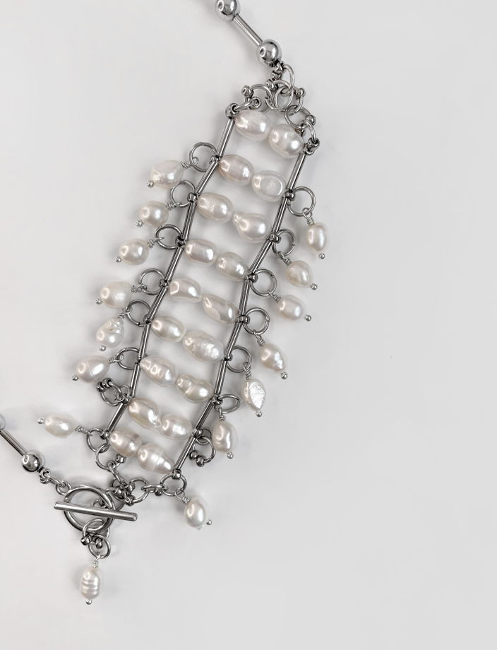 Kinetic Necklace / Ожерелье из японского стекляруса, гематита и жемчуга