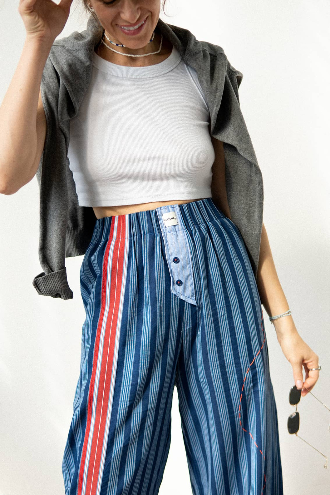 Штаны для дома и отдыха в пижамном стиле из натурального хлопка в полоску вмагазине «CLOCHAR» на Ламбада-маркете
