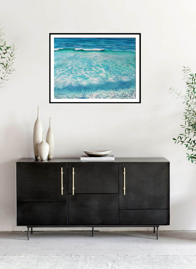 Акварельная картина "Тропический прилив" (75 х 55 см)