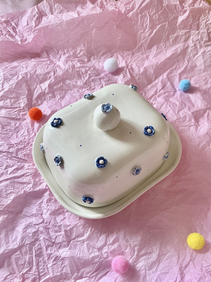 Масленка «Голубые цветочки»