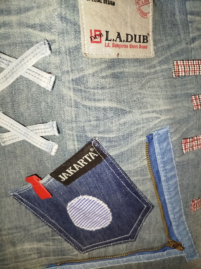 Сумка шопер из переработанного денима ручной работы.