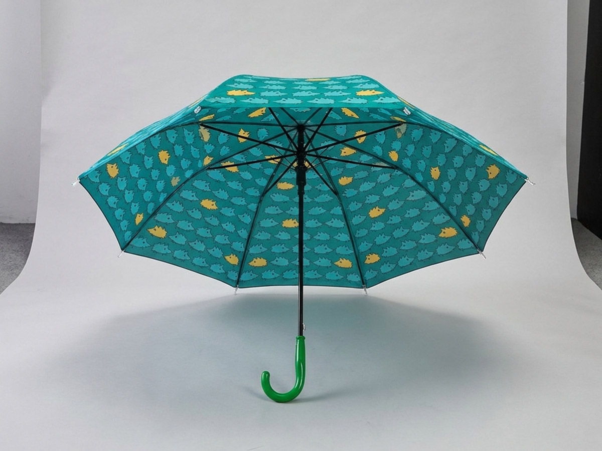 Зеленый зонт с ежиками. Делается на заказ и может быть как тростью, так и складной полуавтомат