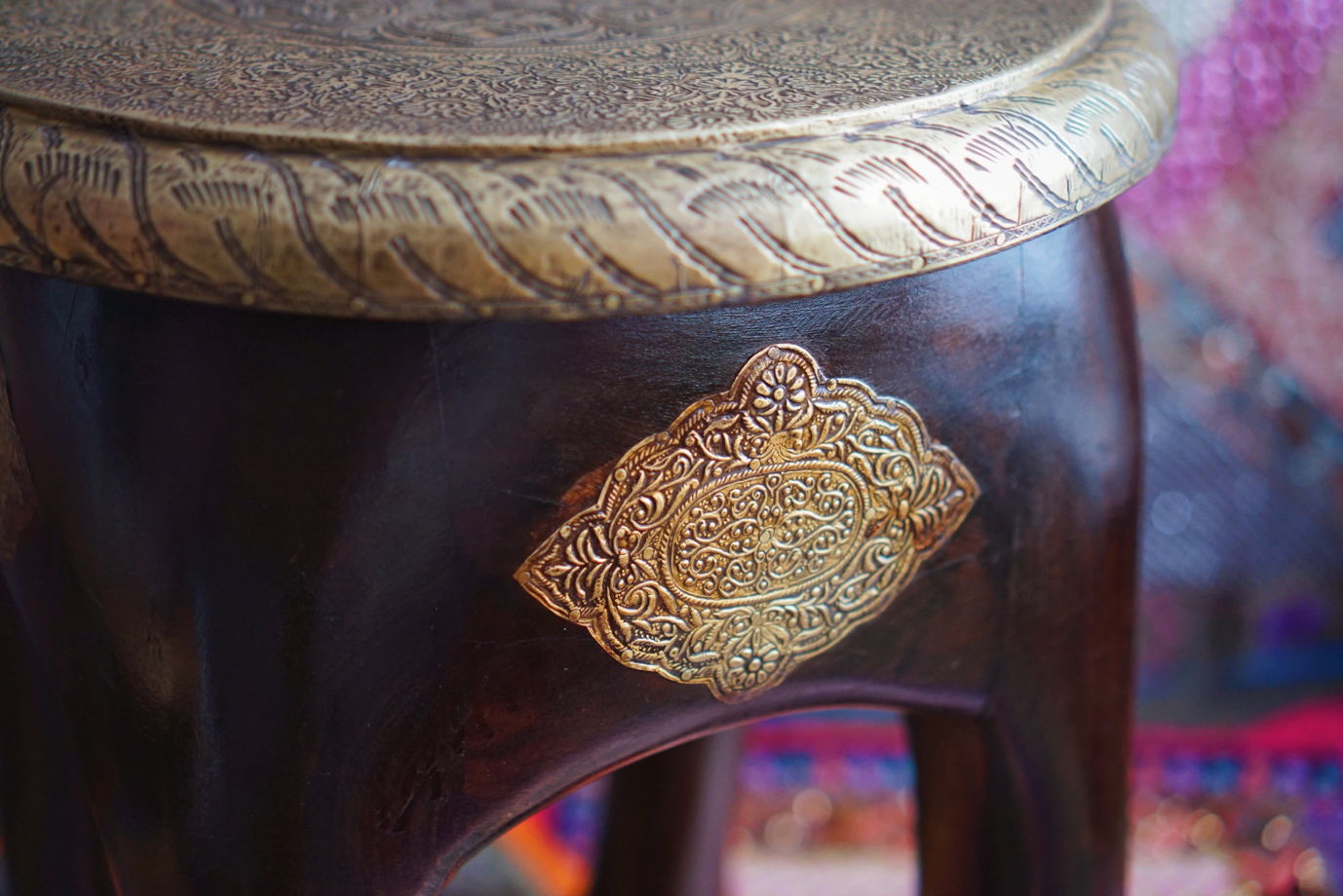 Деревянная индийская табуретка/столик