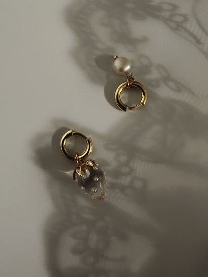 Серьги с клубникой и жемчугом