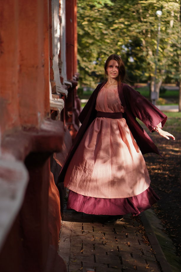 Платье Ветер Розовое из конопли