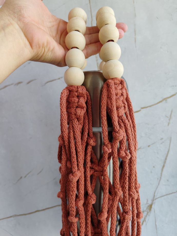 Авоська плетеная бохо для термоса/термокружки/бутылки