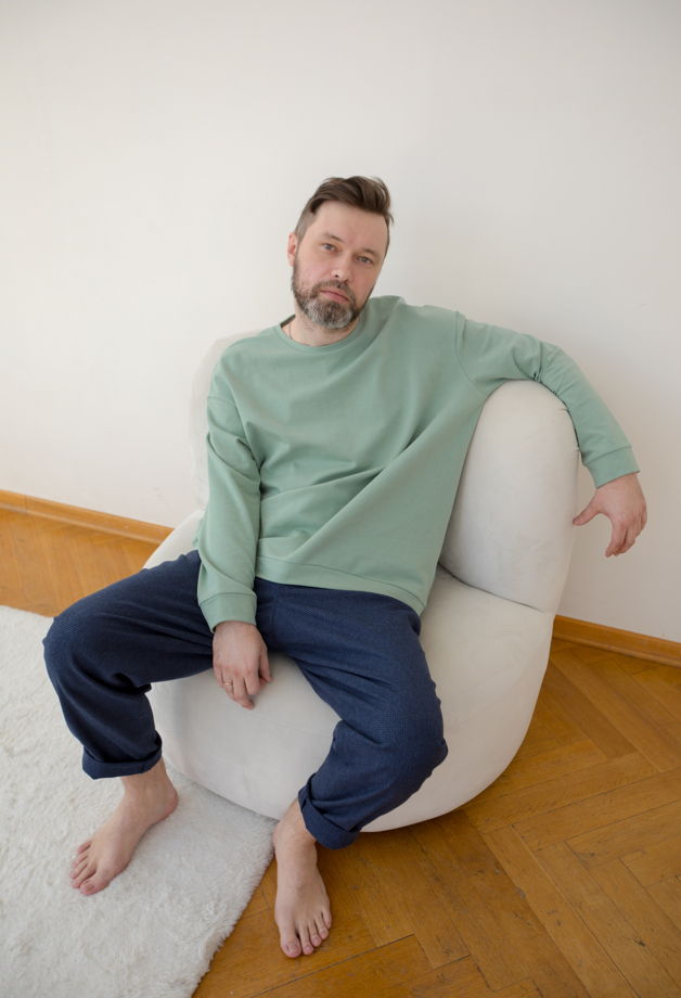 Свитшот матовый зелёный из хлопка