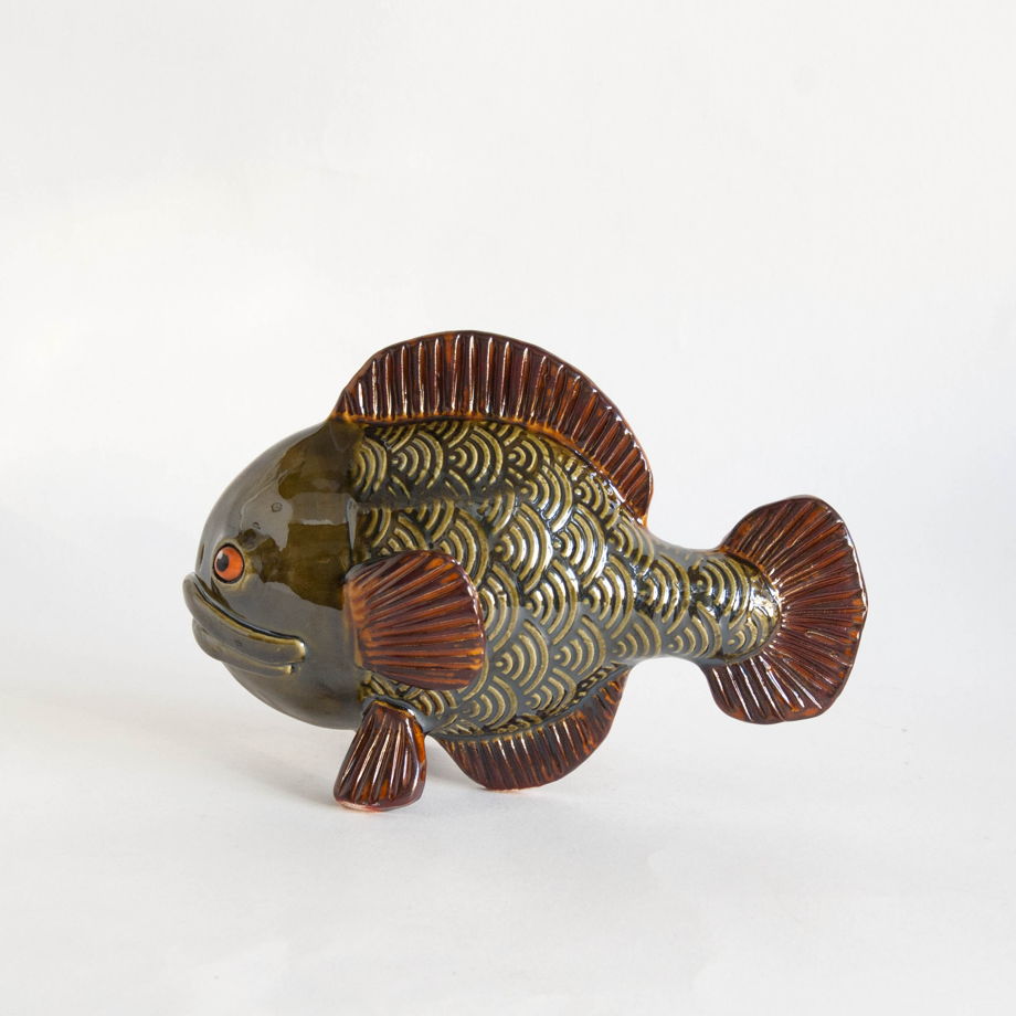 Керамическая скульптура Рыба " Оливковый ерш"