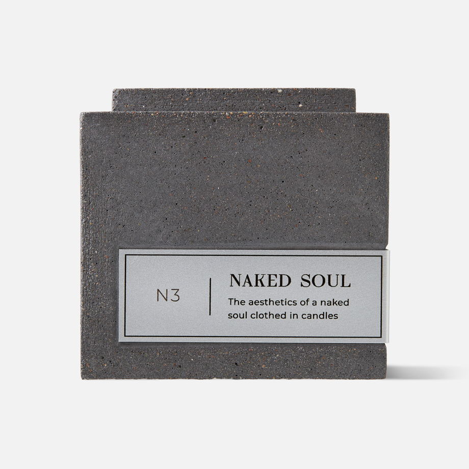 Соевая свеча в бетоне с древесным фитилем Naked Soul Пробуждение (awaking)