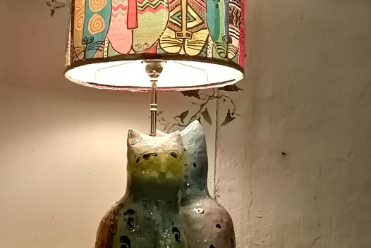 Фаянсовая лампа "Коты"