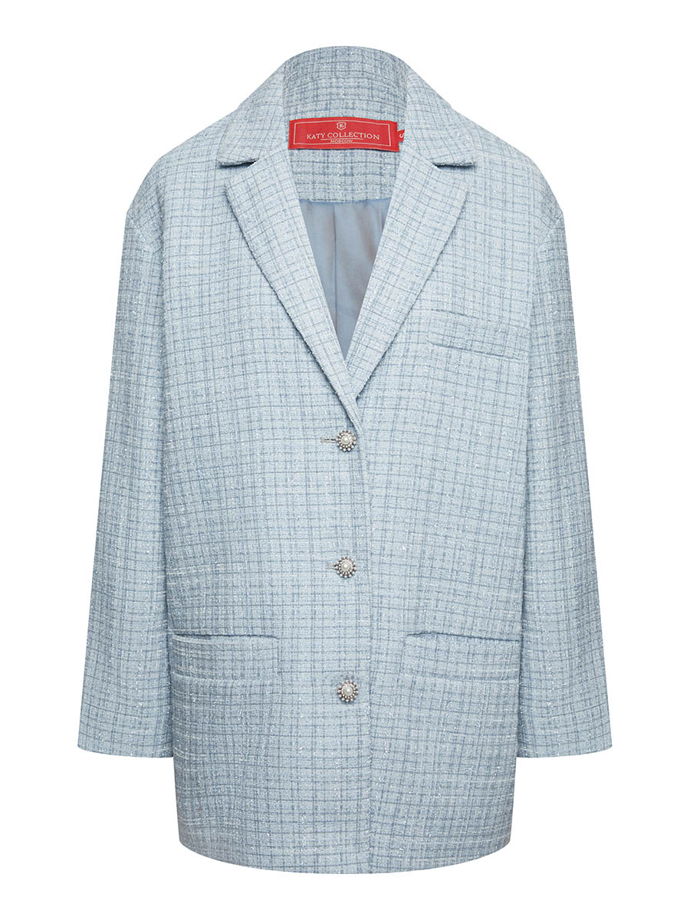 Вечерний прямой жакет из твида с люрексом