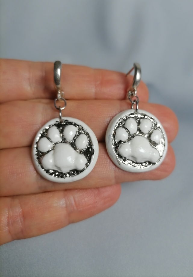 Серьги из фарфора Тигрики (в оправе)