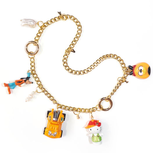 Ожерелье VASI крупная цепь с игрушками и барочным жемчугом