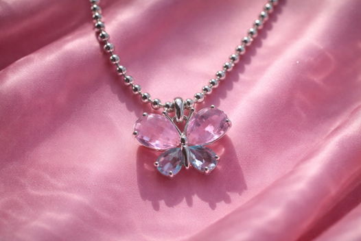 Цепочка перлина с подвеской бабочка с фианитами