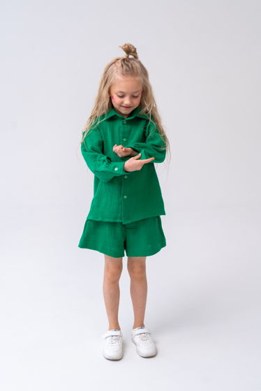 Зеленый Комплект из муслина "Мини объем" для девочки