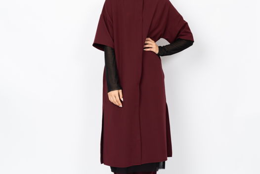 Платье-рубашка свободного кроя бордовое