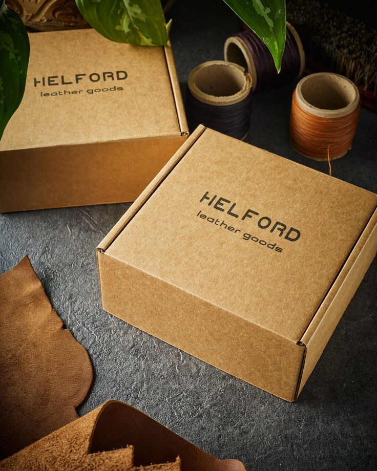 Ремень кожаный мужской цвет коньяк ручной работы HELFORD Jeans