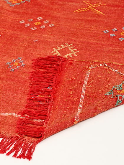 Марокканский ковёр из шёлка алоэ вера 150х90 см красный