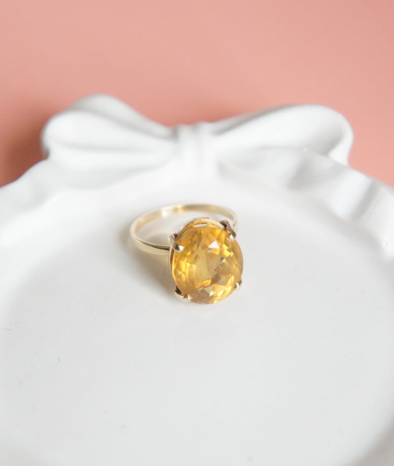 Кольцо золото желтый топаз Бразилия винтаж