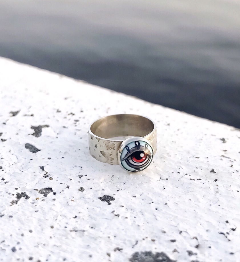 Фаланговое кольцо с горячей эмалью