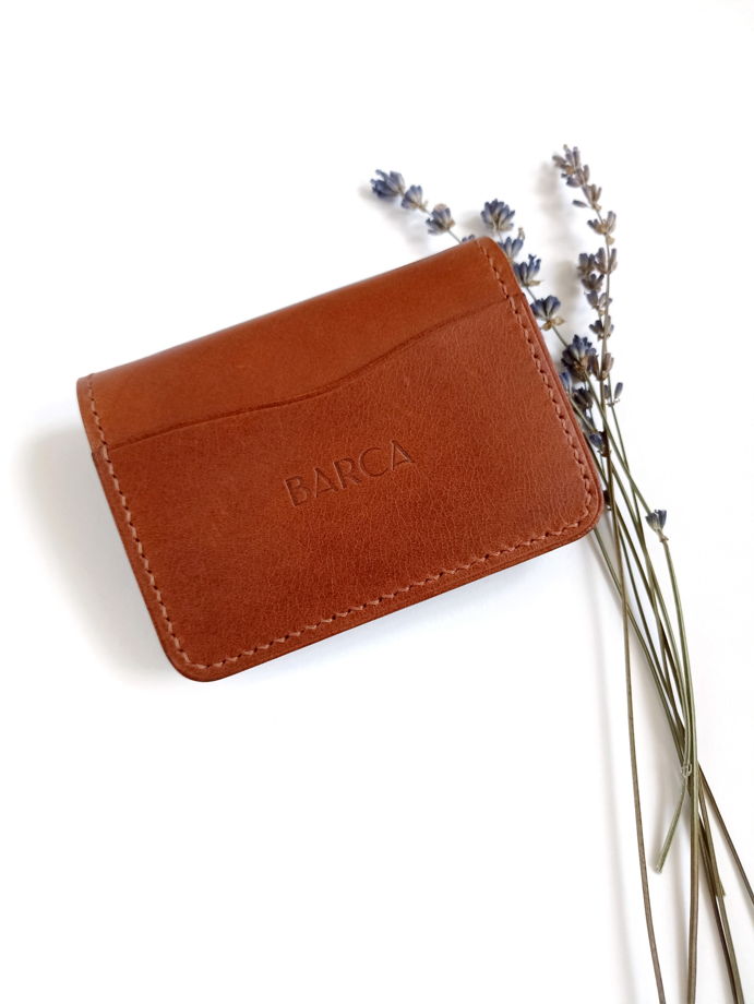 Компактный кошелёк картхолдер ручной работы с монетницей из натуральной кожи Buttero