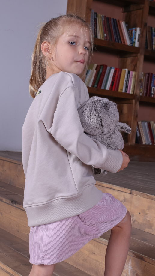 Детский свитшот оверсайз с вышивкой "баобаб" материал футер 100% хлопок, цвет бежевый