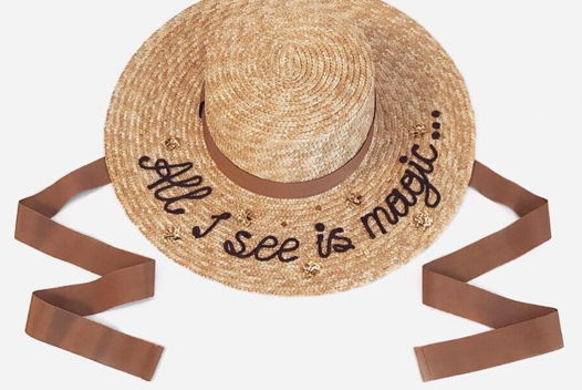 Шляпа из соломы с ручной вышивкой/CL010